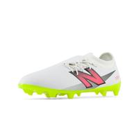 New Balance Furon Dispatch Fg V7+ Chaussures de football unisexe pour adulte, Blanc/Hi-lite/rose fluo, 11.5 Wide Women/10 Men