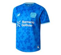 New Balance Garçons Bayer 04 Third Youth Short Sleeve Jersey en Bleu, Polyester, Taille YM