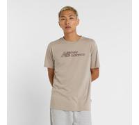 New Balance Homme Heathertech Linear T-Shirt en Beige, Poly Knit, Taille XS