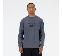 New Balance Homme Iconic Collegiate Graphic Long Sleeve en Gris, Coton, Taille L