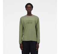 New Balance Homme Iconic Collegiate Graphic Long Sleeve en Vert, Coton, Taille L