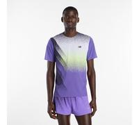 New Balance Homme Race Day Ultra Light Printed T-Shirt en Mauve/Blanc, Poly Knit, Taille 2XL
