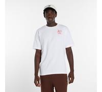 New Balance, Homme, Tops, Blanc, Taille: 2XL T-shirt en coton à manches courtes imprimé