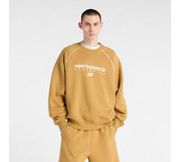 New Balance Homme Trackside Fleece Crew en Marron/Blanc, Polaire Poly, Taille S