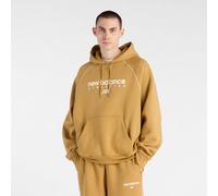 New Balance Homme Trackside Fleece Hoodie en Marron/Blanc, Polaire Poly, Taille L