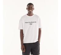 New Balance Homme Trackside T-Shirt en White, Jersey de Coton, Taille S