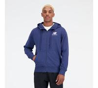 New Balance Homme Veste Essentials Stacked Logo French Terry en Bleu, Coton Fleece, Taille M