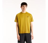 New Balance Homme Viz-Tech Run T-Shirt en Marron/Noir, Poly Knit, Taille L