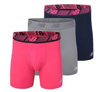 New Balance - Lot de 3 Boxers Performance pour Homme, avec Ouverture Frontale, en Tissu Extensible, Respirant et évacuant l’humidité, Ceinture Souple, Taille L, Rose/Bleu Noir/Gris Acier