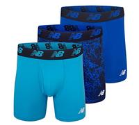 New Balance - Lot de 3 Boxers Performance pour Homme, avec Ouverture Frontale, en Tissu Extensible, Respirant et évacuant l’humidité, Ceinture Souple, Taille M, Bleu Clair/Bleu Roi/Bleu Roi à Motif