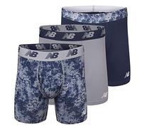 New Balance - Lot de 3 Boxers Performance pour Homme, avec Ouverture Frontale, en Tissu Extensible, Respirant et évacuant l’humidité, Ceinture Souple, Taille M, imprimé/Gris Acier/Bleu Noir