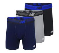 New Balance - Lot de 3 Boxers Performance pour Homme, avec Ouverture Frontale, en Tissu Extensible, Respirant et évacuant l’humidité, Ceinture Souple, Taille L, imprimé/Gris Acier/Bleu Noir