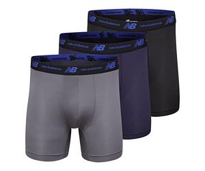 New Balance Lot de 3 caleçons Boxeurs de Compression en Maille sans Braguette pour Homme 12,7 cm, Lead/Team Navy/Black, Medium