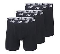 New Balance Men's 5" No Fly Cotton Performance Boxer Briefs (3-Pack Or 4-Pack), Black/Black/Black, Medium