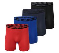 New Balance Men's 5" Performance No Fly Boxer Brief Underwear (4 Pack), Black/Team Royal/Team Navy/Embers, XX-Large