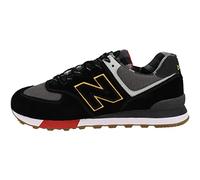 New Balance Men's 574 V2 Plaid Sneaker, Black/Team Red, 12