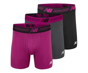 New Balance Men's 6" Boxer Brief Fly Front with Pouch, 3-Pack