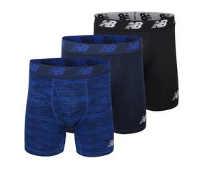New Balance Men's 6" Boxer Brief Fly Front with Pouch, 3-Pack of 6 inch Tagless Underwear (Pigment/Pigment Woodgrain/Black, XX-Large (44"-46"))