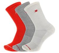 New Balance Men's and Women's Organic Cotton Crew Socks-3 Pairs-Arch Support Chaussettes brodé, Logo Rouge Assorti, L Mixte