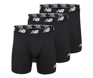 New Balance Men's Big and Tall 6" Boxer Brief Fly Front with Pouch, 3-Pack of Big Man Polyester Boxers