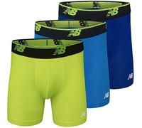 New Balance Men's Mesh 5" No Fly Boxer Brief, Athletic Compression Underwear (3-Pack), Team Royal/Hilite/Bolt, 4X-Large