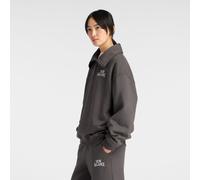 New Balance Femme Trackside Fleece Half Zip en Noir, Coton Fleece, Taille L