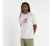 New Balance Homme Athletics Logo T-Shirt en Gris/Rouge, Coton, Taille XS
