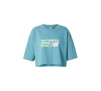 New Balance Femme Athletics Premium Chest Logo Cropped T-Shirt en Bleu, Coton, Taille M