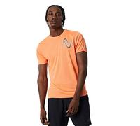 New Balance T-Shirt Impact Run 22 à Manches Courtes pour Homme, Bruyère Orange Vif, Taille S