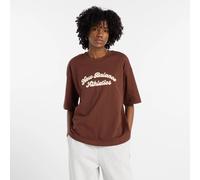 new balance T-shirt 'Linear Heritage' marron châtaigne / blanc, Taille XS