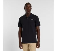 New Balance Homme Cotton Pique Polo en Noir/Blanc, Coton, Taille L