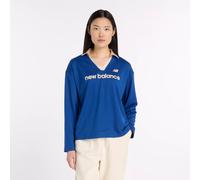 New Balance Femme Mesh Jersey Long Sleeve en Bleu, de coton, Taille L
