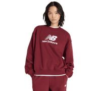 New Balance Femme Sport Essentials French Terry Logo Crew en Rouge, Jersey de coton, Taille XS