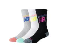 New Balance Unisexe Active Graphic Crew Socks 3 Pack en Gris/Noir/Blanc, Polyester, Taille M
