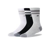 New Balance Unisexe Active Premium Stripe Crew Socks 3 Pack en Blanc, Polyester, Taille L