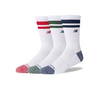 New Balance Unisexe Active Premium Stripe Crew Socks 3 Pack en Rouge, Polyester, Taille L