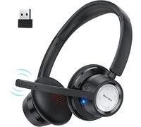 New bee Casque Bluetooth sans Fil avec Micro, Micro Casque sans Fil et Dongle USB 20 Heures de Temps de Conversation et Bouton Silencieux pour Le Travail/PC/Office/Zoom/skype(Noir)