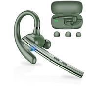 New Bee Casque Bluetooth V5.1 mains libres avec double micro avec étui de charge 500 mAh, 72 heures d'autonomie de lecture, écouteur mains libres, casque sans fil pour conduite/affaires avec Android