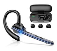 New bee Casque Bluetooth V5.1 mains libres double micro avec étui de charge de 500 mAh, 72 heures de temps de lecture, casque mains libres CVC8.0 sans fil pour conduite/affaires/bureau avec ordinateur