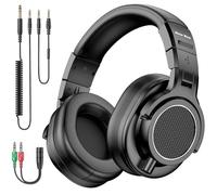 New bee Casque de moniteur de studio avec pilote de 50 mm, connecteurs doubles (3,5 mm/6,35 mm) et casque pivotant à 180° pour DJ, enregistrement, podcast