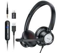 New bee Casque Micro, Casque USB,Casque PC Microphone Réglable,Casque USB d' Conférence/Skype Chat/Cours en Ligne