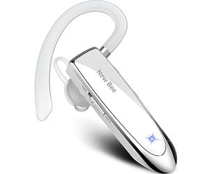 New Bee Main Libre Bluetooth Oreillette, Casque sans Fil Bluetooth avec Microphone 60 Jours en Veille Casque Mains Libres avec Microphone Casque pour iPhone Samsung, HTC, LG, Sony, PC(Blanc)