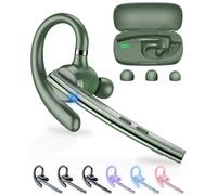 New Bee Oreillette Bluetooth sans Fil Kit V5.1 Main Libre Bluetooth Oreillette Double Mic ENC Cancellation 12 Hrs D'autonomie en Conversation Continue pour La Conduite/Le Bureau (Vert Militaire)