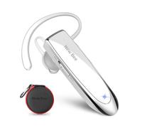 New Bee Oreillette Bluetooth sans Fil V5.0 Main Libre Blanc | Oreillette Bluetooth avec Technologie de Capture de Voix Claire - Kit Invisible pour iPhone Samsung Huawei Sony, etc