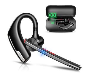 New Bee Oreillette Bluetooth V5.2 pour téléphone Portable, Double Micro avec Suppression du Bruit, étui de Charge de 500 mAh, 80 Heures de Lecture, écouteurs Mains Libres pour conducteur de Bureau