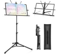 New Bee Pupitre Musique Piable 2 en 1 Support de Bureau Réglable en Hauteur, Support de Musique Stable Avec sac de Voyage