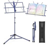 New Bee Pupitre Musique Piable 2 en 1 Support de Bureau Réglable en Hauteur, Support de Musique Stable Avec sac de Voyage