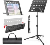 New Bee Pupitre Musique Pliable, Stand Partition Réglable, 2 en 1 Pliable et Stable Pupitre Partition pour les Concerts d'Orchestre et les Répétitions à la Maison avec Sac pour Guitare Piano