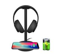 New Bee - Support pour casque avec chargeur sans fil pour iPhone 8/8 Plus/X, Samsung S8/S8 Pluss7/S7 Edge/S6/S6 Edge, avec indicateur LED (Noir)