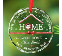 New Beginnings New Adventures Home Sweet Home Christmas Glass Keepsake, Décoration de Noël personnalisée pour le premier Noël dans une nouvelle maison, cadeau de pendaison de crémaillère 2025